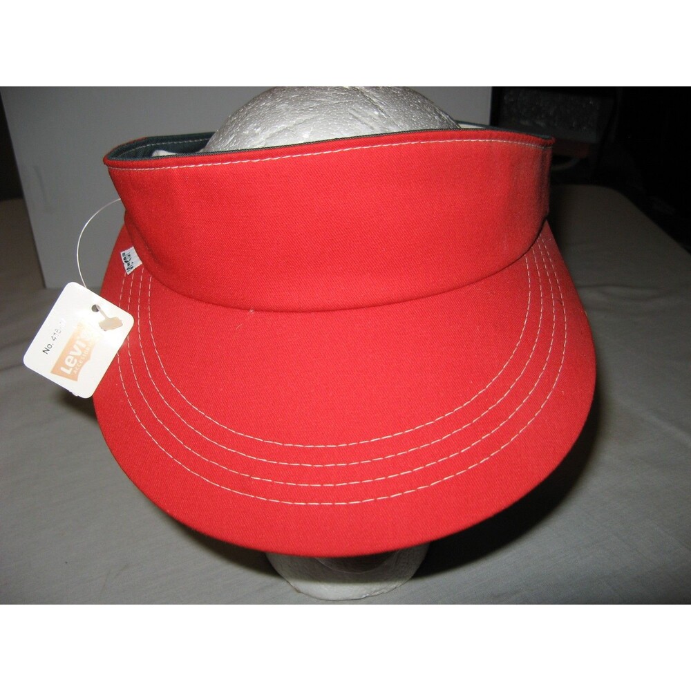 Vintage Levis Red Visor Cap 415-07 Adjustable Fits All NEW NOS With Original Tag